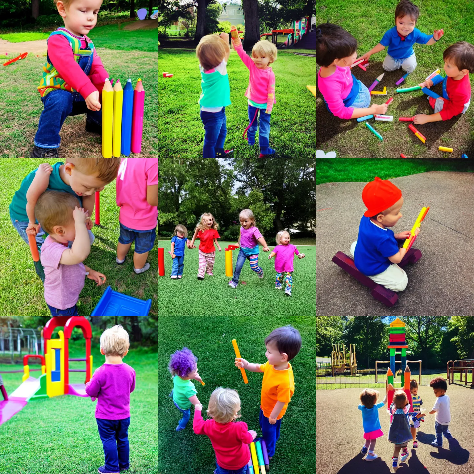 Prompt: preschool - crayon - i like playing at the park