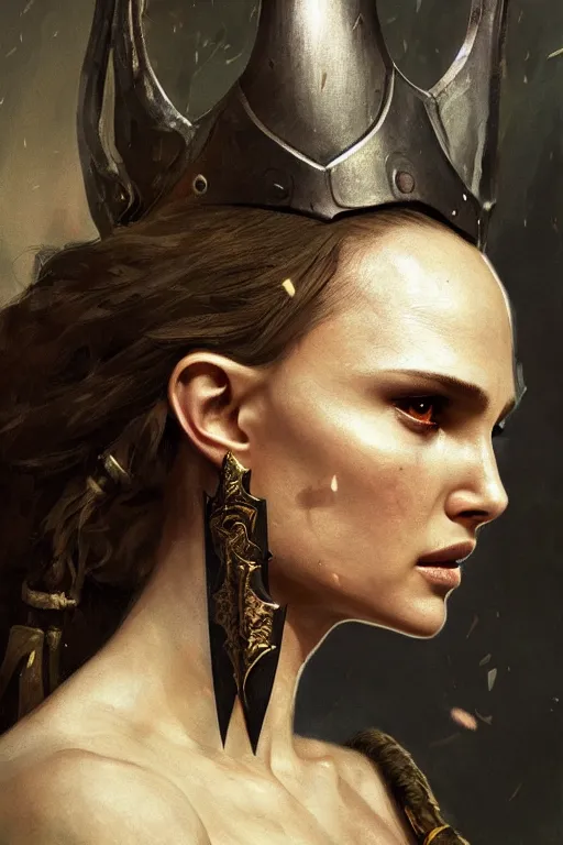 Image similar to natalie portman, legendary warrior, heroic, lord of the rings, tattoos, decorative ornaments, battle armor, by carl spitzweg, ismail inceoglu, vdragan bibin, hans thoma, greg rutkowski, alexandros pyromallis, perfect face, fine details, realistic shading photorealism