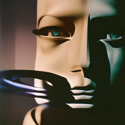 Prompt: Abstract visual Portrait of an artificial intelligence by stanley kubrick, shot by 35mm film color photography