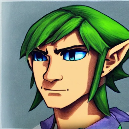 Image similar to a portrait of Link from the legend of Zelda