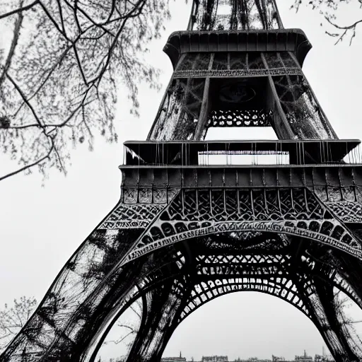 Prompt: Eiffel tower melting in Paris under the snow