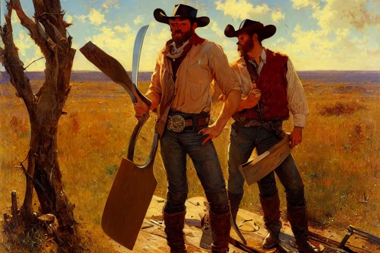 Image similar to arthur morgan chopping wood painting by gaston bussiere, craig mullins, j. c. leyendecker, tom of finland