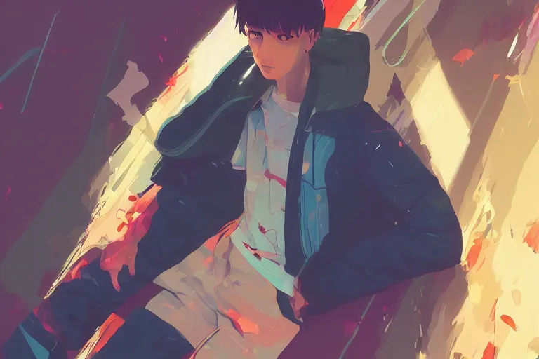 Image similar to digital illustration of aw 1 1 mr 2, by makoto shinkai, ilya kuvshinov, lois van baarle, rossdraws, basquiat