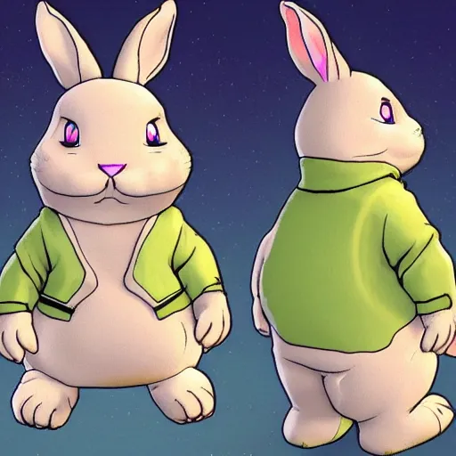 Image similar to Big Chungus as a humanoid rabbit