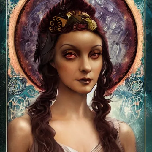 Image similar to an art nouveau, ( dieselpunk ), multi - racial portrait in the style of anna dittmann and charlie bowater and chanthara. very large, clear, expressive, and intelligent eyes. centered, ultrasharp focus, dramatic lighting, photorealistic digital matte painting, intricate symmetrical ultra detailed background.