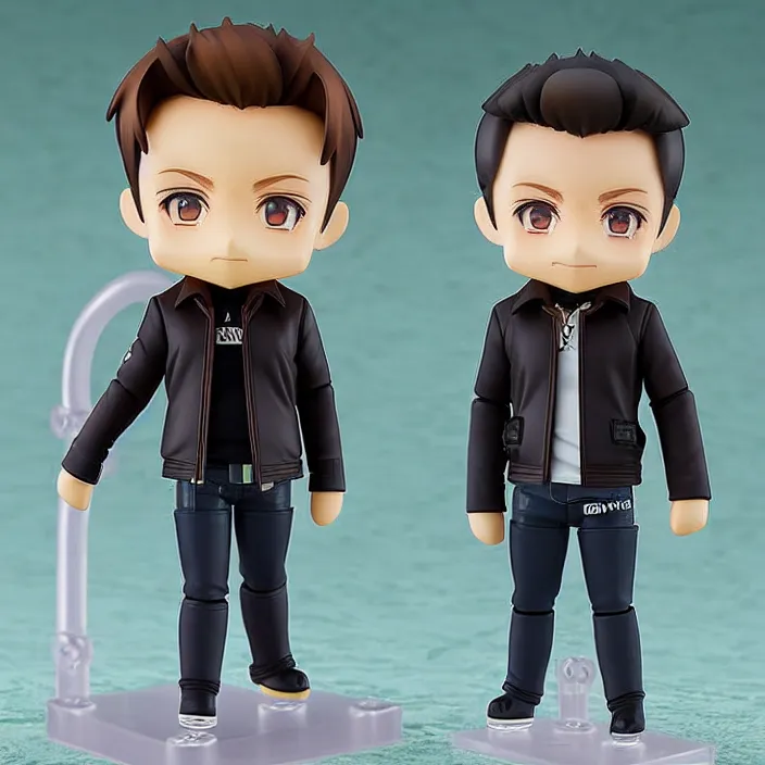 Image similar to Anime Nendoroid figurine of ELON MUSK Wearing Leather Jacket, fantasy, figurine , product photo