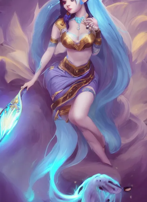 Prompt: elegant sona, from league of legends, with an harp, light blue hair, hyper detailed, digital art, trending in artstation, cinematic lighting, studio quality, smooth render, unreal engine 5 rendered, octane rendered, art style by klimt and nixeu and ian sprigger and wlop and krenz cushart