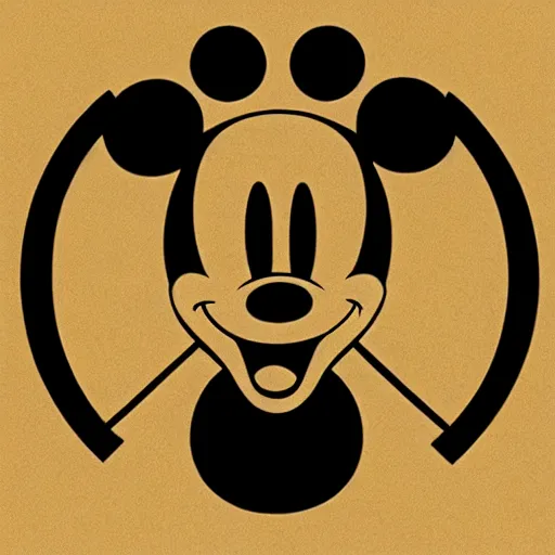 Image similar to Mickey Mouse with three eyes, symmetrical, 1930's illustration