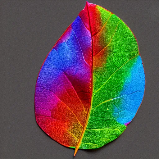 Prompt: rainbow leaf made out of smoke, octane render, 4 k, high detail