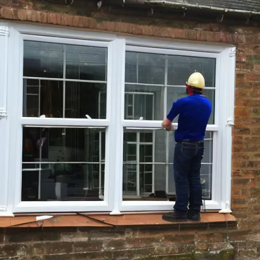 Image similar to builders inspecting and discussing single sash window