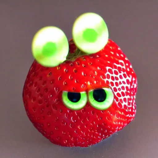 Image similar to strawberry creature with multiple eyes