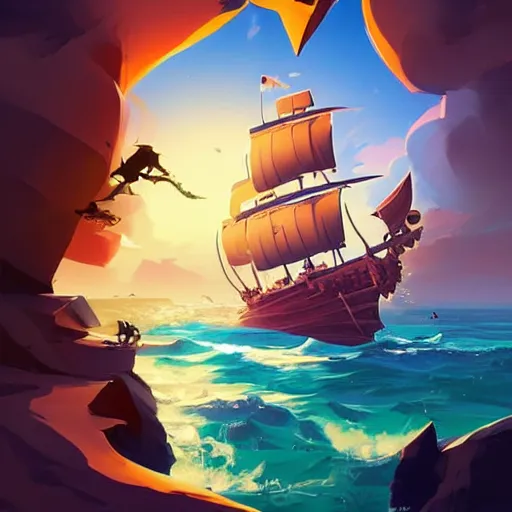 Image similar to painting treasure on sea of thieves game smooth median photoshop filter cutout vector, behance hd by jesper ejsing, by rhads, makoto shinkai and lois van baarle, ilya kuvshinov, rossdraws global illumination