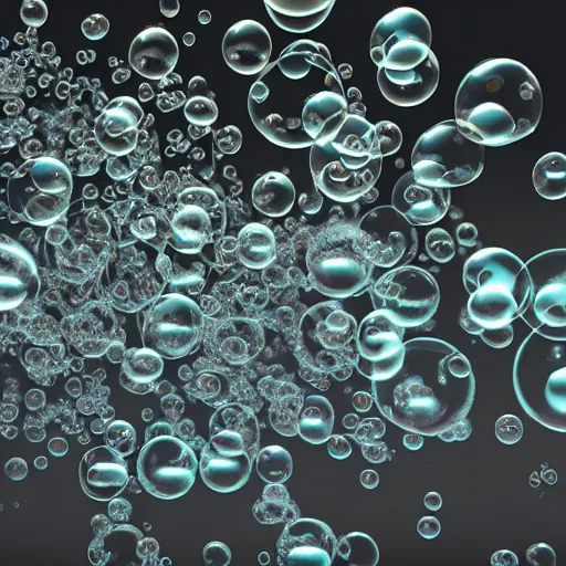 Prompt: a group of bubbles floating in the air, a computer rendering by Alberto Seveso, behance, generative art, rendered in cinema4d, octane render, photoillustration