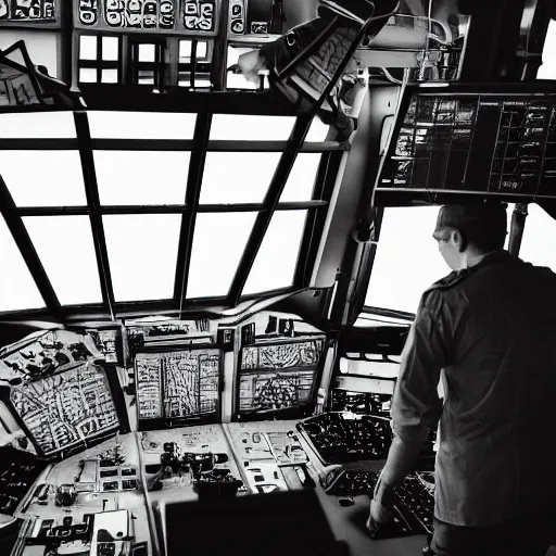 Image similar to inside of an aircraft control tower with windows looking out to an airport, black and white, comic book style, insanely detailed, very intricate, high contrast