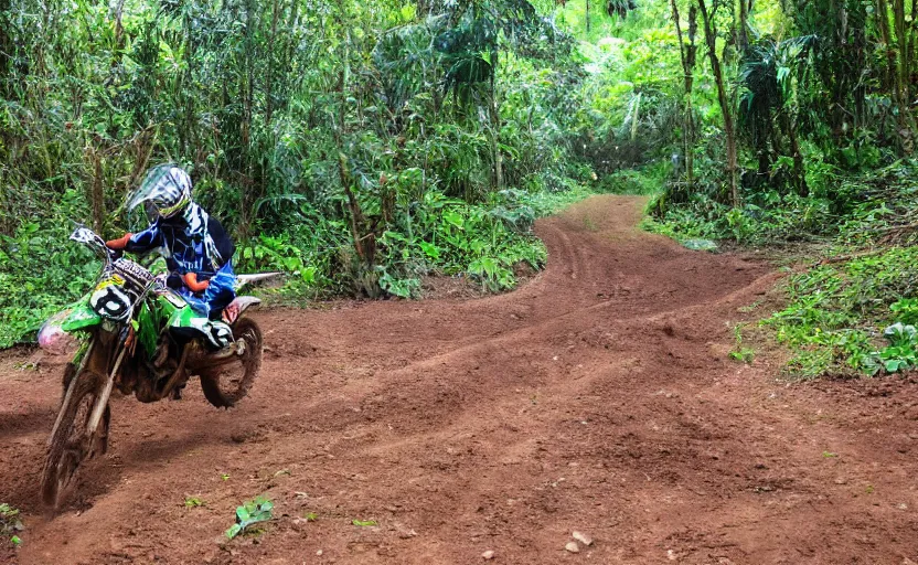 Prompt: a motocross track, in the jungle