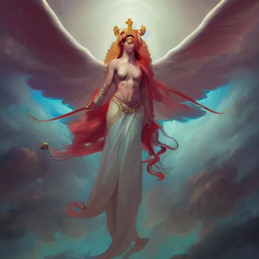 Image similar to detailed illustration of an angel celestial being mythical creature by peter mohrbacher, by sam spratt trending on artstation