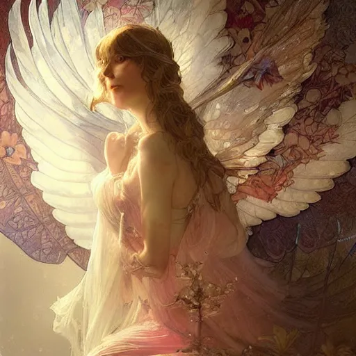 Image similar to beautiful angelic seductive fairy, fantasy, intricate, cinematic lighting, highly detailed, digital painting, artstation, smooth, sharp focus, illustration, art by Akihiko Yoshida, Greg Rutkowski and Alphonse Mucha, by Pixar