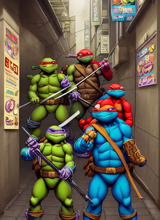 cartoon teenage mutant ninja turtles, standing in | Stable Diffusion ...