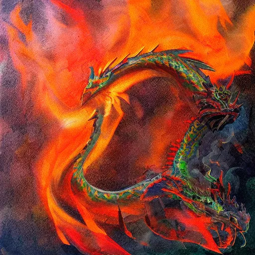 Prompt: “fire breathing dragon, Impressionism style”