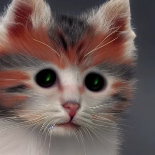 Image similar to a cute kitten with red fur photorealistic