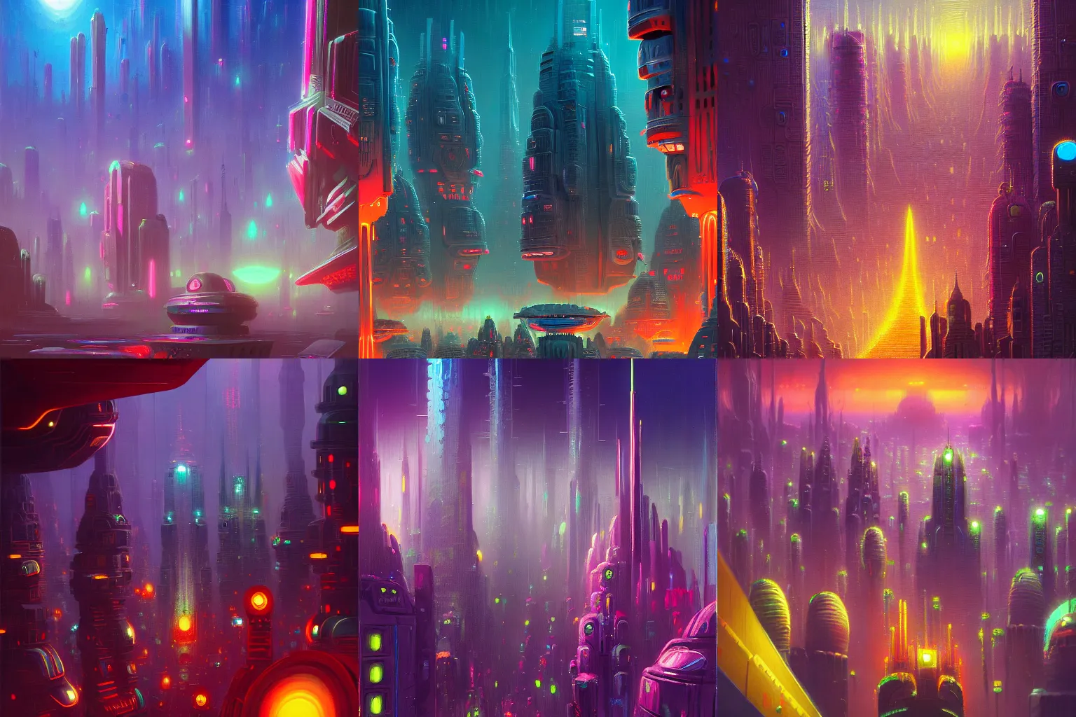 Prompt: detailed, sharp, an alien cityscape by Paul Lehr, digital art, illustration, trending on artstation, HD, 8K, highly detailed, good lighting, beautiful, epic