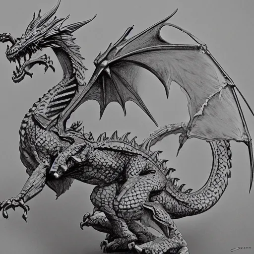 Image similar to dragon, fantasy, d & d, highly detailed, by nils hamm