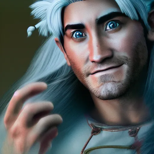 Image similar to jake gyllenhaal as inuyasha 3 d render, soft light