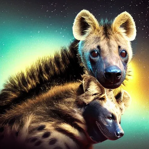 Image similar to hyena in space