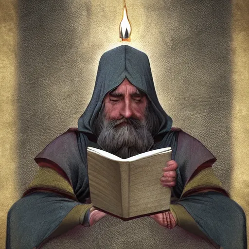 Prompt: wizard reading a scroll of wisdom, digital art, 4 k, fantasy,