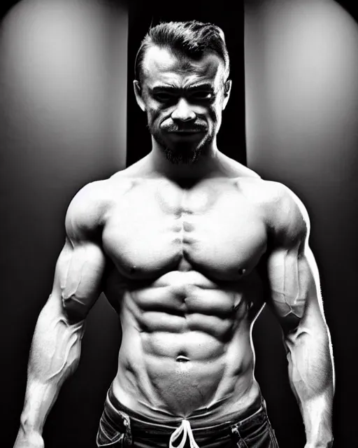 Image similar to extreme closeup of anonymous abdominal muscles, wearing shorts and highcut top, very sweaty, backlit, studio lighting, intricate detail, beautiful composition, extremely muscly bodybuilder by frank frazetta