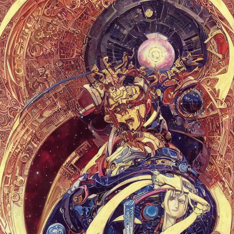 Prompt: portrait of The Anti-Spiral from Tengen Toppa Gurren Lagann by Jeff Easley and Peter Elson + beautiful eyes, beautiful face + symmetry face + border and embellishments inspiried by alphonse mucha, fractals in the background, galaxy + baroque, gothic, surreal + masterpiece, award winning + trending on artstation