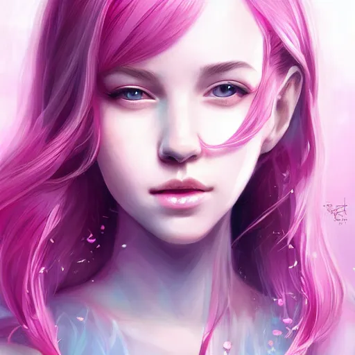 Image similar to teen girl, pink hair, gorgeous, amazing, elegant, intricate, highly detailed, digital painting, artstation, concept art, sharp focus, illustration, art by Ross tran