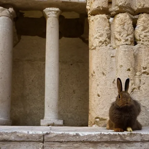 Prompt: a rabbit inside a byzantine temple