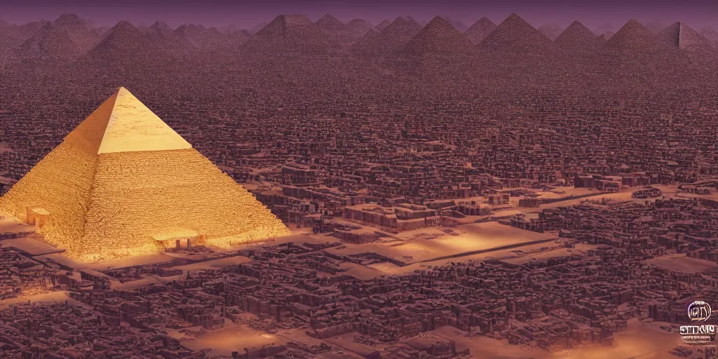 Prompt: a city in the desert with a pyramid in center, ziggurat, fantasy, hyper realistic, dramatic lighting, cinematic, 35mm lens, 8k,