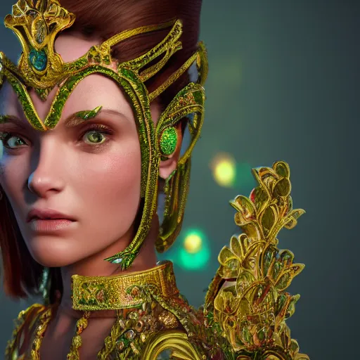 Image similar to wonderful princess of emerald with fair skin, ornate 8 k gorgeous intricate detailed, accent lighting, dramatic light, octane render