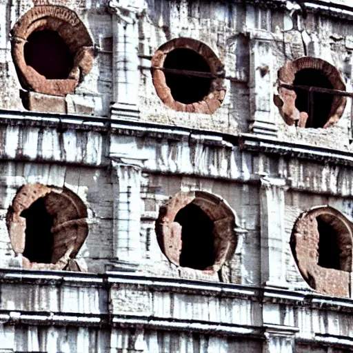 Prompt: the colosseum but in every window there are eyes