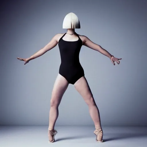 Image similar to sia furler full body photoshoot wearing a leotard