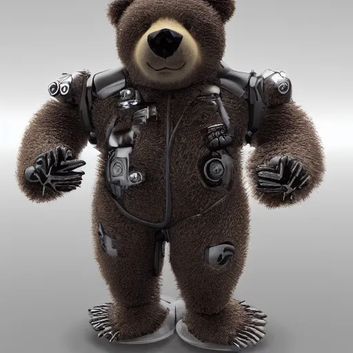 Prompt: a cyborg made of fluffy teady bears highly detailed 8k award winning