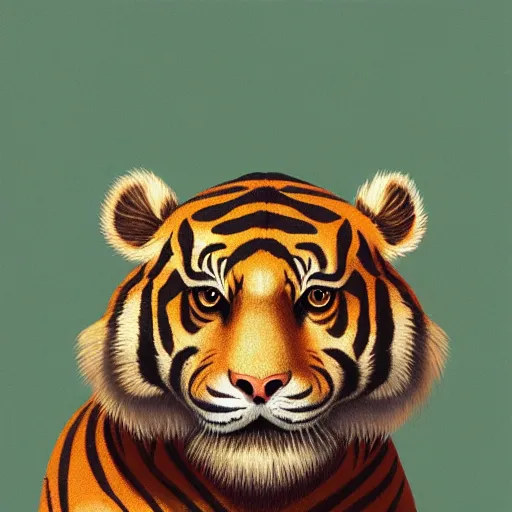 Image similar to an anthropomorphic tiger, painting by hsiao - ron cheng,