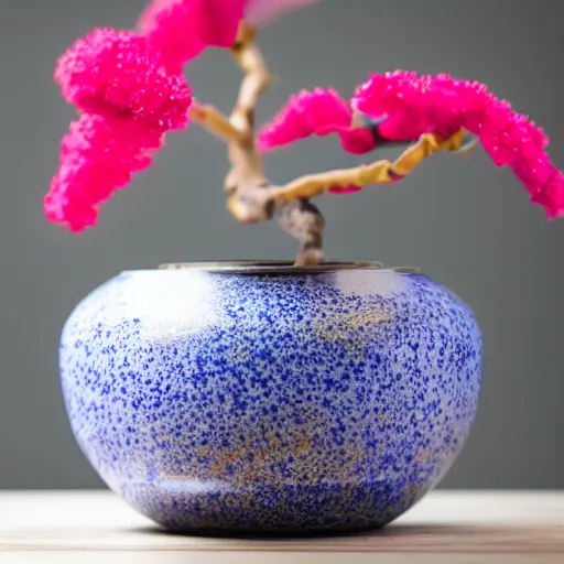 Prompt: a photo of 8k Ikebana in flower vase, ultra wide angle, sony a7r3, ultra detail, photorealistic, in simple background