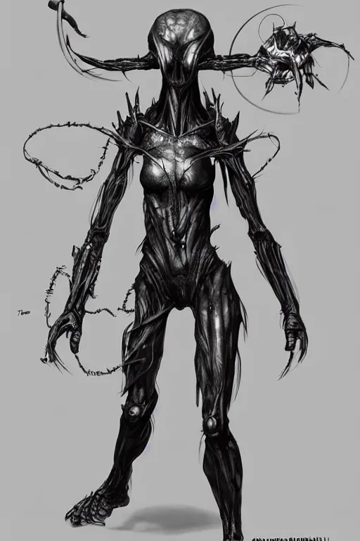 Image similar to full body alien female concept art, humanoid form, insect based, digital art, in the style of ben lol, brian sum, ramil sunga, herbert lowis, furio tedesschi, christopher cao, frederic daoust, joe botardo, artstation, pinterest, deviantart, photoshop, unreal engine