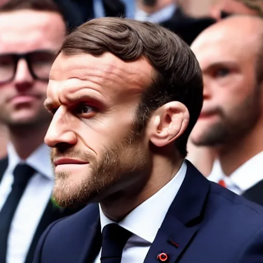 Prompt: emmanuel macron as conor mcgregor, photographic