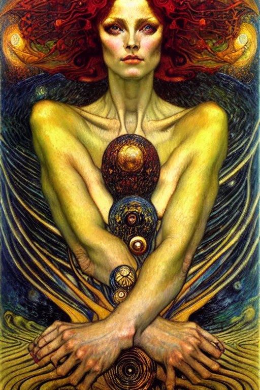 Image similar to Divine Chaos Engine by Karol Bak, Jean Delville, William Blake, Gustav Klimt, and Vincent Van Gogh, symbolist, visionary