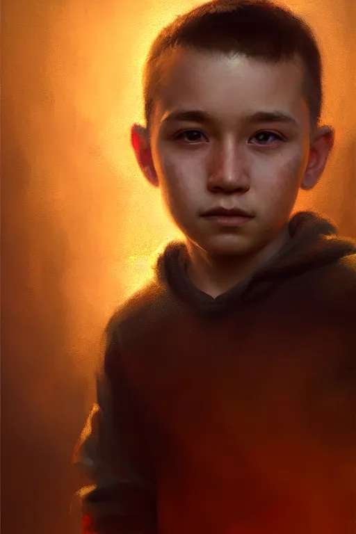 Prompt: young boy portrait, atmospheric lighting, painted, intricate, volumetric lighting, beautiful, rich deep colors masterpiece, golden hour, sharp focus, ultra detailed, by Leesha Hannigan, Ross Tran, Thierry Doizon, Kai Carpenter,Ignacio Fernández Ríos