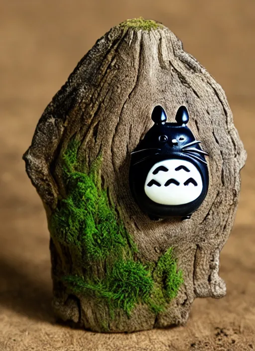 Image similar to 8 0 mm resin detailed miniature of totoro in a tree, symbol, textured base ; miniature product photos, 4 k, view from front