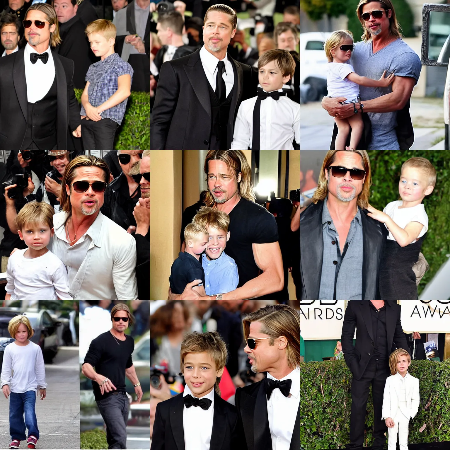 Prompt: Brad Pitt and his mini-me,