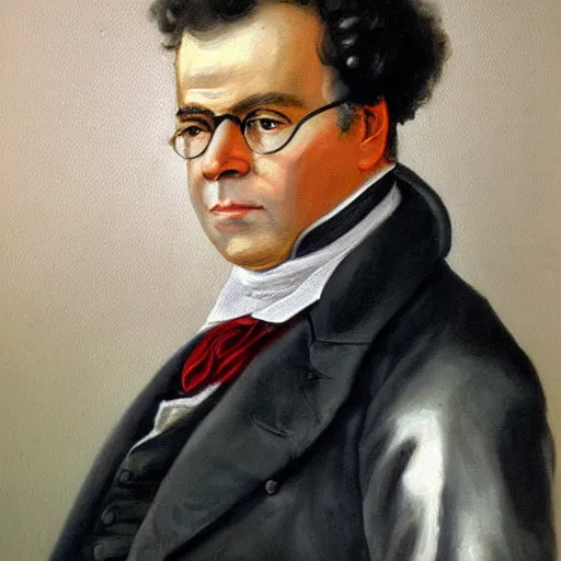 Prompt: realistic painting of old franz schubert at age 7 1, 1 / 4 headshot
