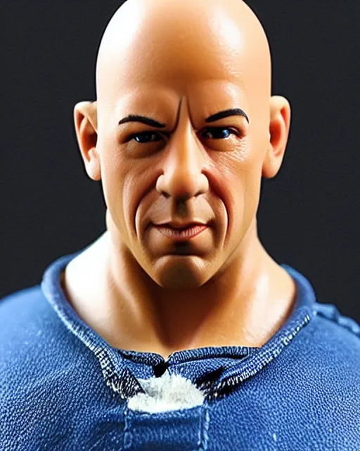 Image similar to a cute little plastic statuette of vin diesel, ebay listing, product picture, advertisement, thumbnail