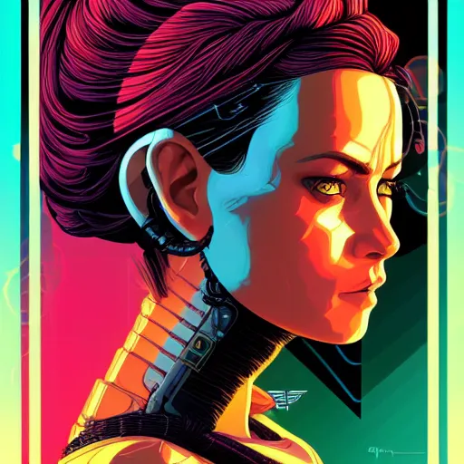 Image similar to a portrait of a female android, by Dan Mumford and Sandra Chevrier, 4k