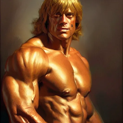 Image similar to a portrait of he man. highly detailed painting by gaston bussiere, craig mullins, j. c. leyendecker, furry